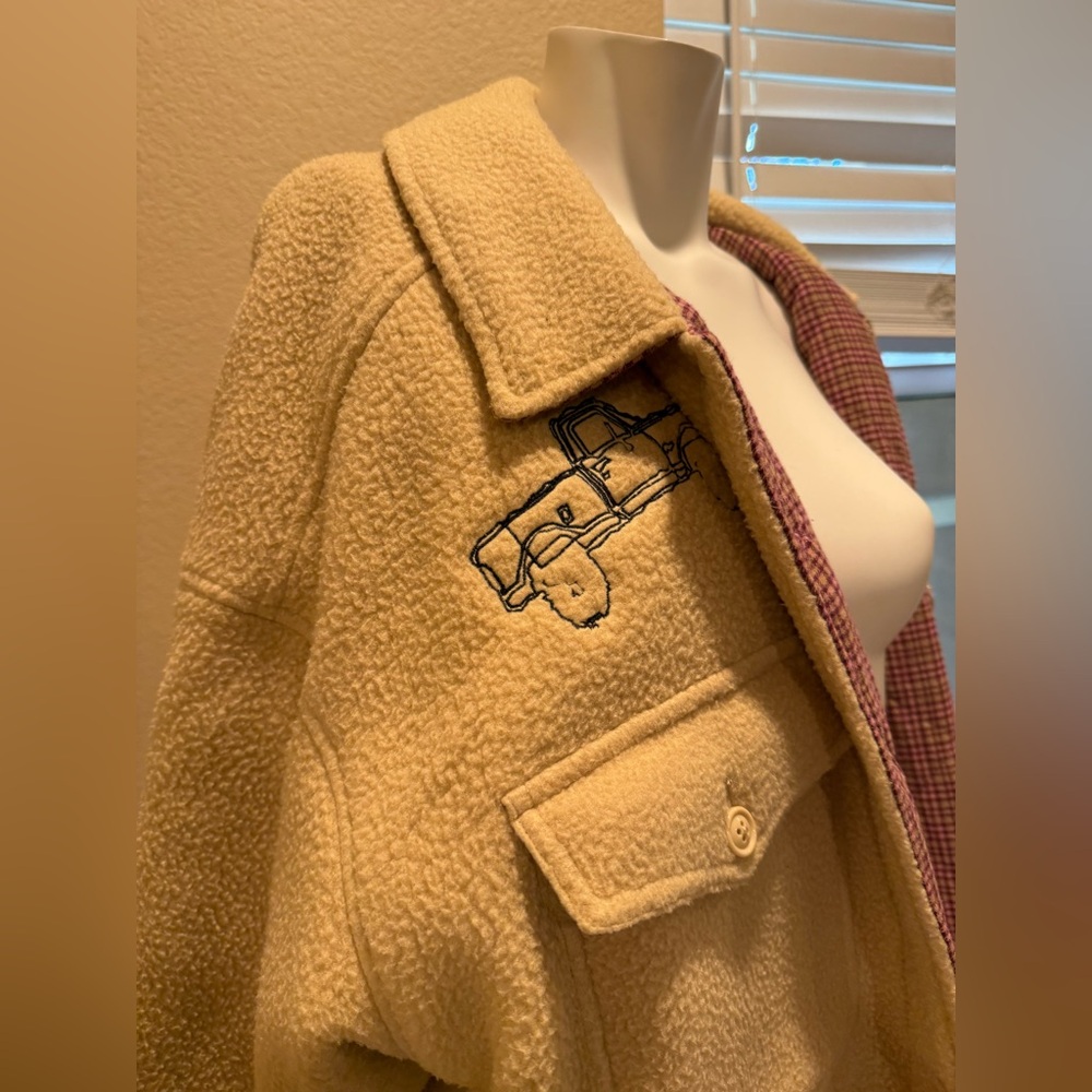 Obey Cream Sherpa Jacket with Embroidered Detail